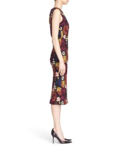 Alice + Olivia Nat Floral Embroidered Sleeveless Midi Sheath Dress