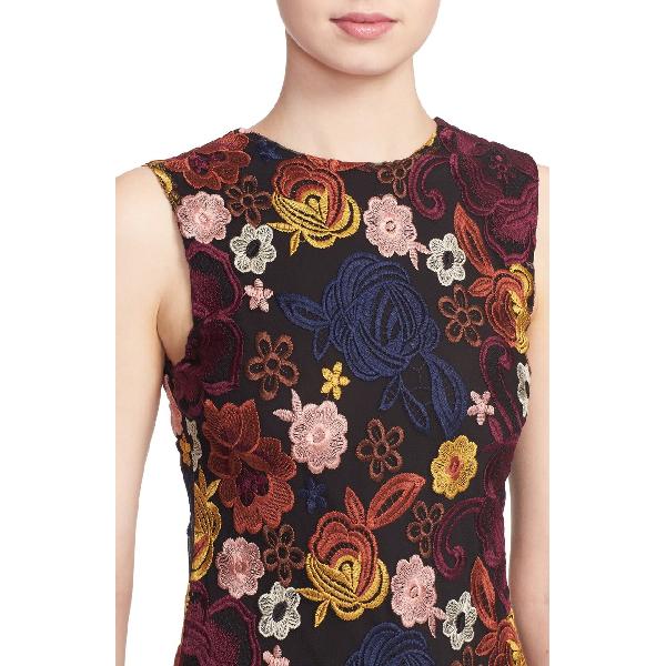 Alice + Olivia Nat Floral Embroidered Sleeveless Midi Sheath Dress Alice + Olivia Nat Floral Embroidered Sleeveless Midi Sheath Dress