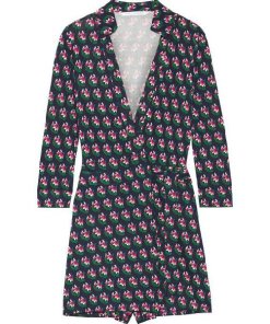 Diane von Furstenberg Celeste Floral Print Silk Wrap Romper