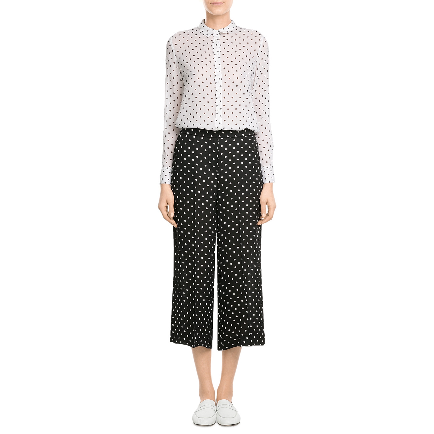 Theory Biritta Polka-Dot Silk-Crepon Blouse
