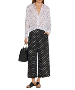 Theory Biritta Polka-Dot Silk-Crepon Blouse