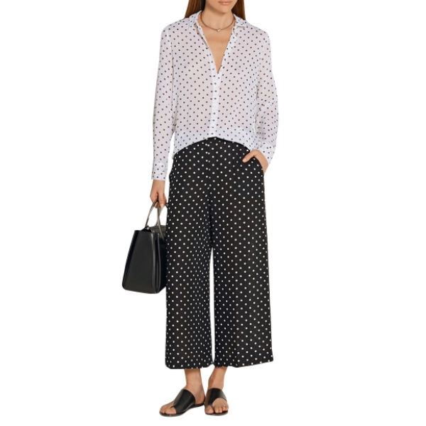 Theory Biritta Polka-Dot Silk-Crepon Blouse