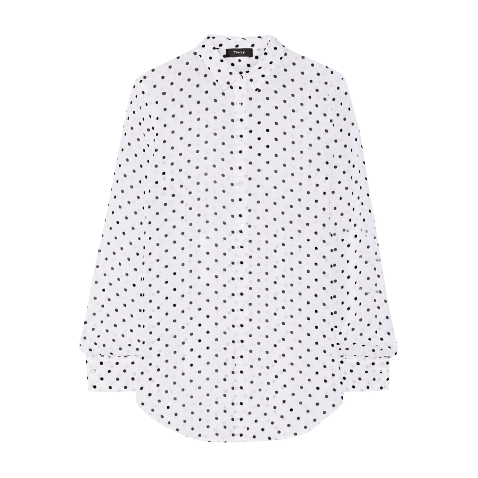 Theory Biritta Polka-Dot Silk-Crepon Blouse
