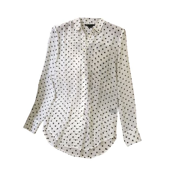 Theory Biritta Polka-Dot Silk-Crepon Blouse