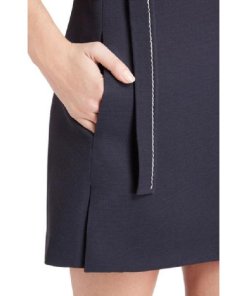 Chloe Shoulder Bow Tie Textured Crepe V-Neck Dress
