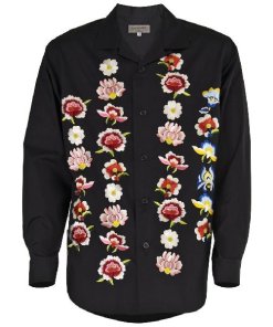 Yohji Yamamoto Embroidered Flowers Shirt