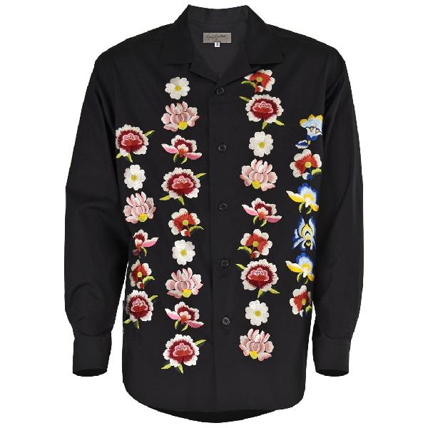 Yohji Yamamoto Embroidered Flowers Shirt