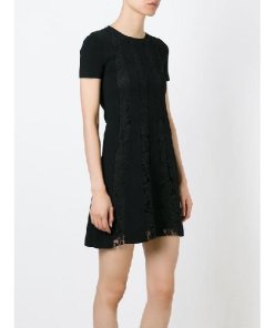 Valentino Guipure Lace Stripe Knit Dress
