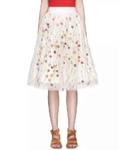 Alice + Olivia Catrina Floral Embellished Tulle Skirt