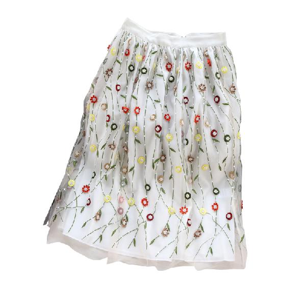 Alice + Olivia Catrina Floral Embellished Tulle Skirt