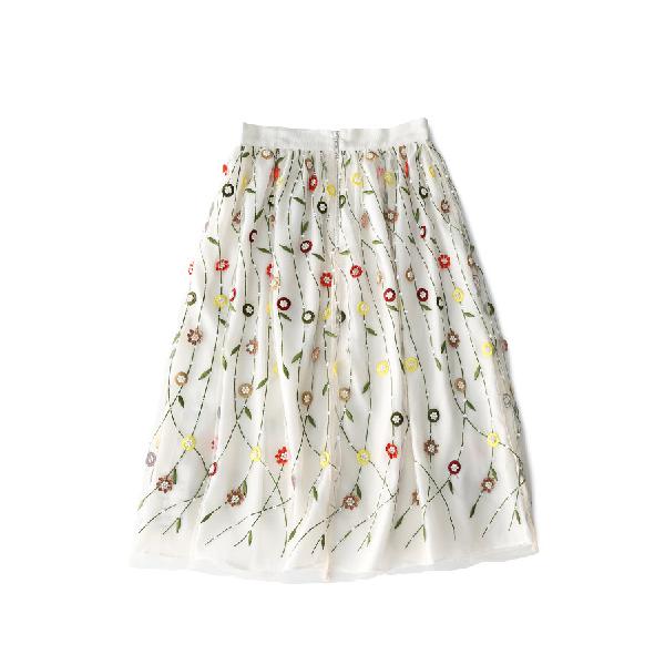 Alice + Olivia Catrina Floral Embellished Tulle Skirt
