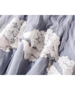 Chloe Ruffled Lace-Appliqued Silk-Crepon Blouse