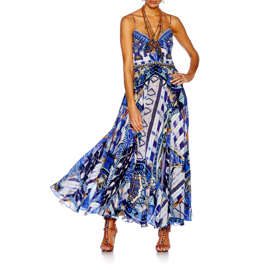 Camilla RHYTHM & BLUES LONG DRESS WITH TIE FRONT  evaChic