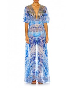 Camilla Fanciful V-Neck Split Front Long Dress