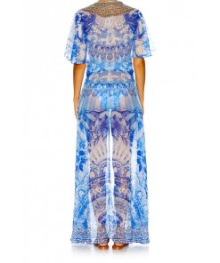 Camilla Fanciful V-Neck Split Front Long Dress