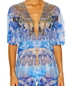 Camilla Fanciful V-Neck Split Front Long Dress