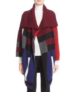 Burberry Check Wool Cashmere Cardigan Coat