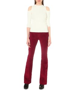 Maje Manu Cut-Out Ribbed-Knit Top
