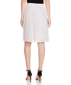 Theory Lewdill Pleated Polka Dot Silk-Georgette Skirt