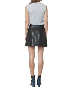 Rebecca Minkoff Button Front Leather Mini Skirt