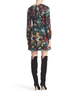 Alice + Olivia Cary Print V-Neck Blouson Fit & Flare Dress