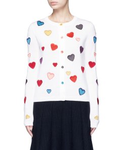 Alice + Olivia Heart Embroidered Wool Cardigan