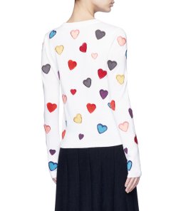 Alice + Olivia Heart Embroidered Wool Cardigan