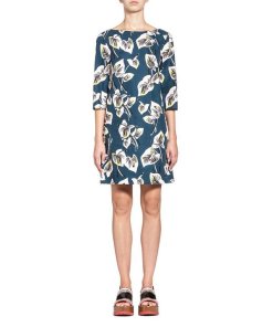 Marni Floral Cotton and Linen Gabardine Dress