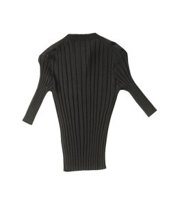Céline Ribbed Knit Short-Sleeve Front Zip Top