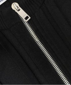 Céline Ribbed Knit Short-Sleeve Front Zip Top