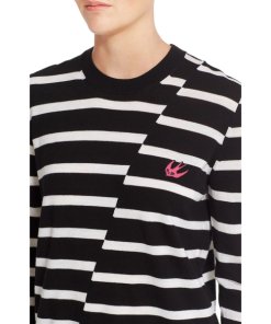 McQ Alexander McQueen Embroidered Swallow Striped Sweater