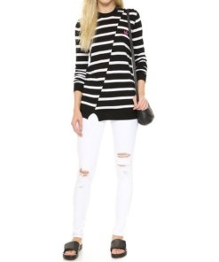 McQ Alexander McQueen Embroidered Swallow Striped Sweater