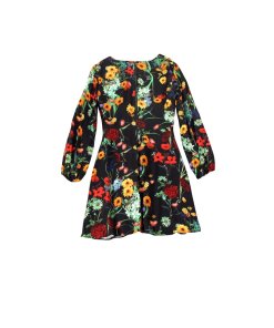 Alice + Olivia Cary Print V-Neck Blouson Fit & Flare Dress