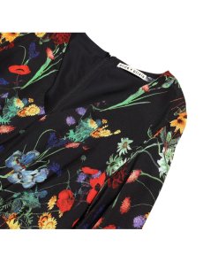 Alice + Olivia Cary Print V-Neck Blouson Fit & Flare Dress