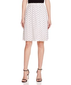 Theory Lewdill Pleated Polka Dot Silk-Georgette Skirt