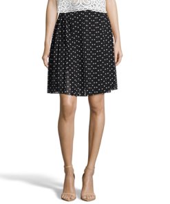 Theory Lewdill Pleated Polka Dot Silk-Georgette Skirt