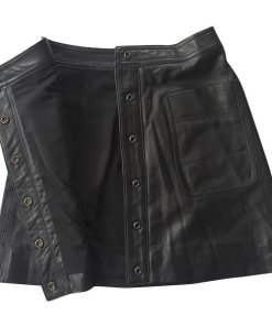 Rebecca Minkoff Button Front Leather Mini Skirt