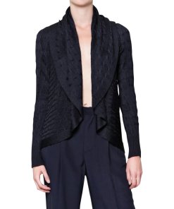 Ralph Lauren Black Label Silk Cable-Knit Circle Cardigan