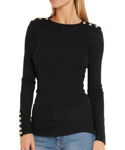 Balmain Button Detail Wool & Cashmere Blend Sweater