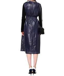 Celine Drawstring Waist Pleated Leather Dress