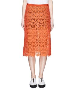 Sacai Star-Crochet Scalloped-Hem Cotton Skirt