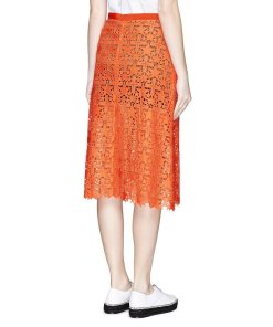 Sacai Star-Crochet Scalloped-Hem Cotton Skirt
