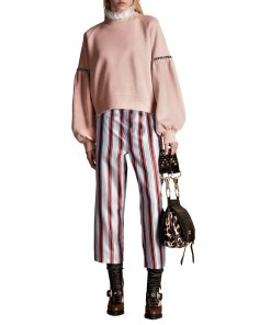 Burberry Studded Balloon Sleeve Cotton-Blend Sweatshirt
