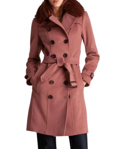 Burberry Sandringham Fur Collar Wool & Cashmere Trenchcoat