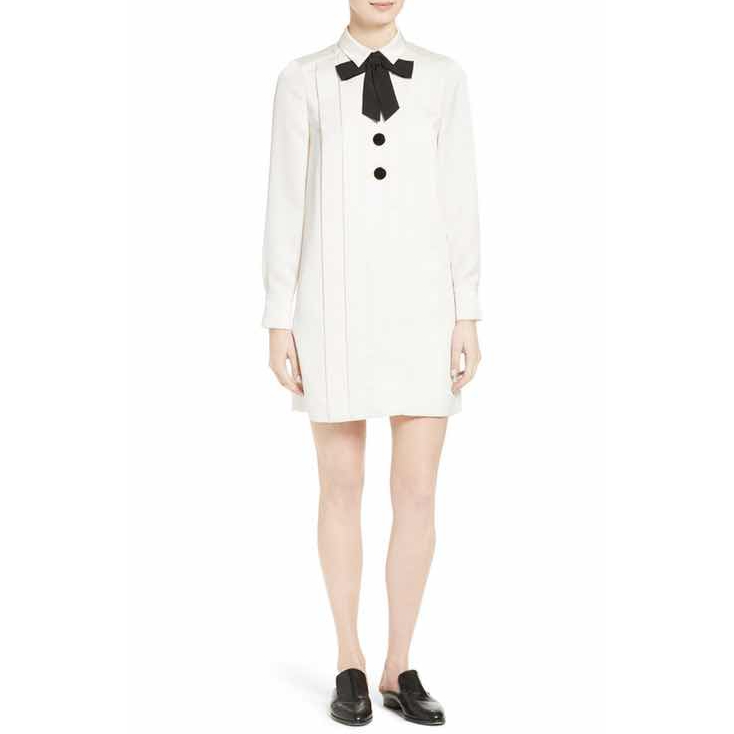 Kate Spade Griffin Satin Crepe Bow Shirtdress evaChic Kate Spade Griffin Satin Crepe Bow Shirtdress evaChic