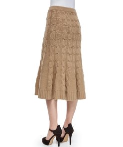 Michael Kors Collection Cable-Knit Merino Wool & Cashmere Midi Skirt