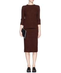 The Row Anneli Ribbed Cashmere Skirt