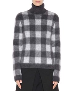 Balenciaga Check Wool & Mohair Blend Turtleneck Sweater