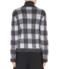 Balenciaga Check Wool & Mohair Blend Turtleneck Sweater