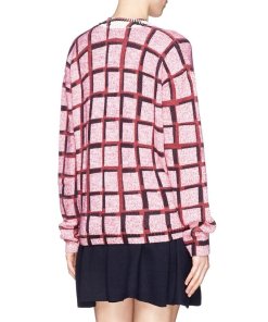 Kenzo Windowpane Wool & Cashmere V-neck Sweater